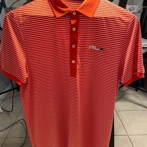 Ralph Lauren Orange and White Polo Shirt with Striking Stripes